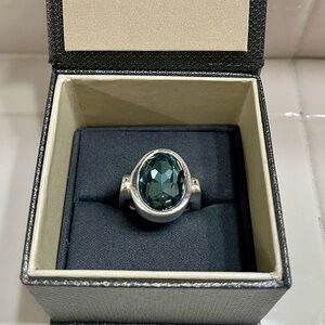 UNO de 50 Silver Ring with Teal Gemstone
